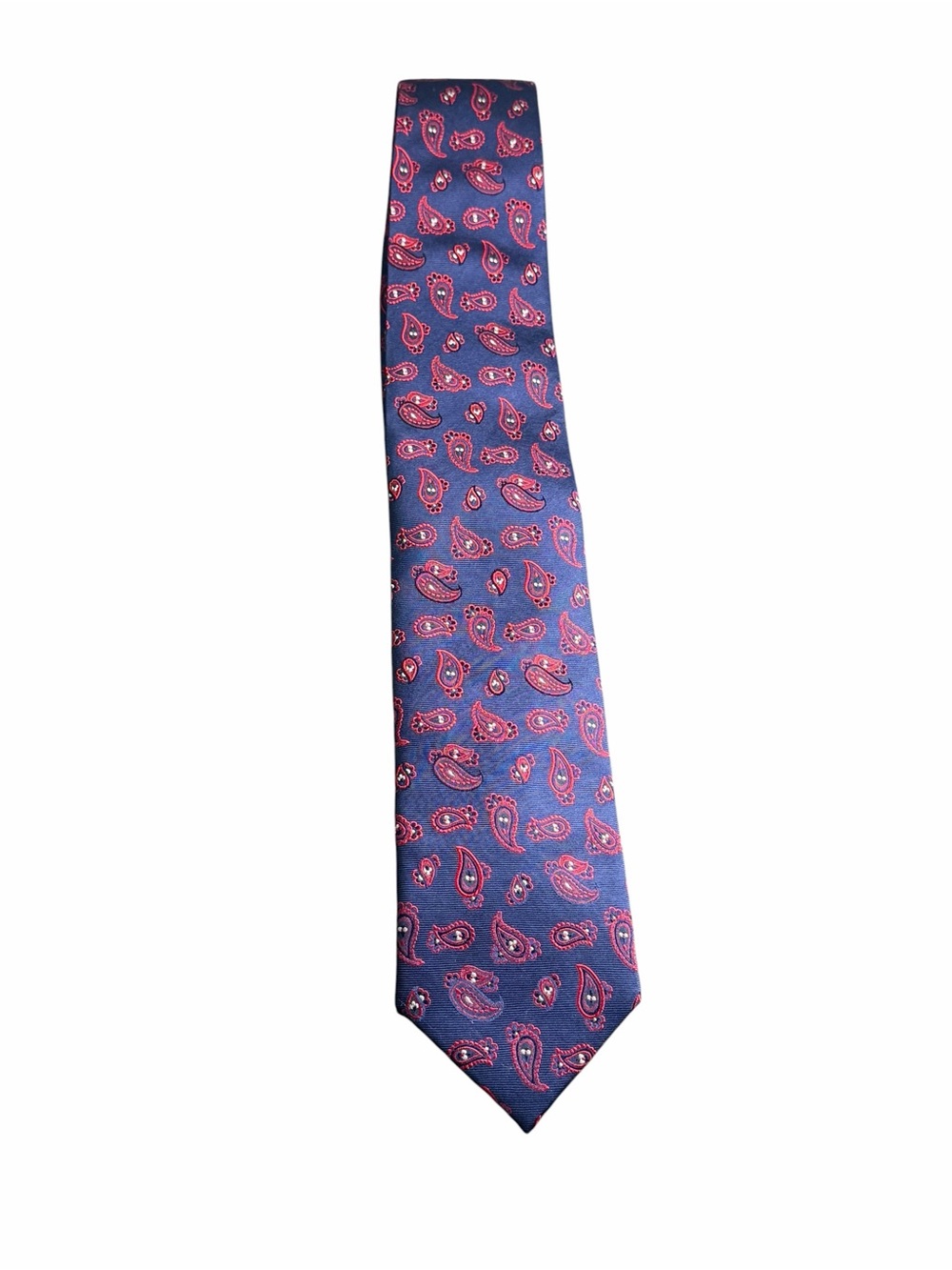 Roundtree & Yorke Blue Red Paisley 100% Silk Handmade Men’s Tie